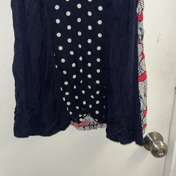 Crown & Ivy Navy Blue Pink Elephant White Polka Dot Sleeveless Blouse Medium - Picture 4 of 7
